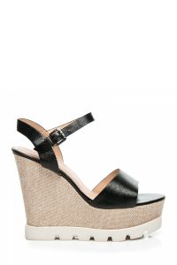 SANDAŁY BLACK WEDGE HEELS Czarny