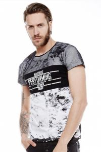 Tshirt Męski Model 17191 Black/White
