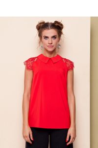 Elegancka bluzka z koronkowym rękawem GR1608 Red