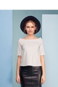 Dziewczęca bluzka w delikatne paski GR1361 White