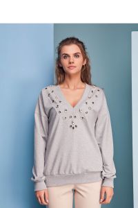 Oryginalnie zdobiony sweter GR1438 Grey