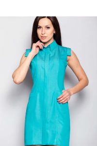 Prosta sukienka z wygodnymi kieszeniami MM1137 Turkus