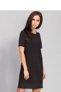 Sukienka o trapezowym kroju z okrągłym dekoltem MM1039 Black