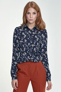 Delikatna bluzka B70 kwiaty/granat