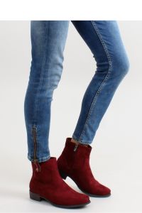 ZAMSZOWE SZTYBLETY Z ELEGANCKĄ WSZYWKĄ LDS-8H8588 CZERWONY