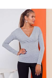 Klasyczny sweter z głębokim dekoltem GR1711 Dark Grey