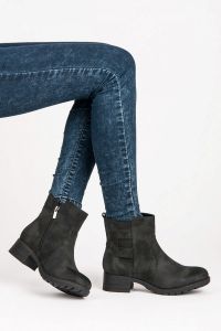 JESIENNE BUTY NA P?ASKIM OBCASIE Czarny