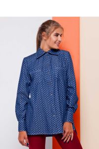 Jensowa koszula z funkcjonalnymi kieszeniami w grochy GR1626_1 Blue