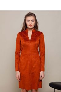 Elegancka sukienka z długim rękawem GR1418 Terakota