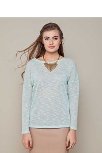 Delikatny sweter o luźnym kroju GR1343 Turkus