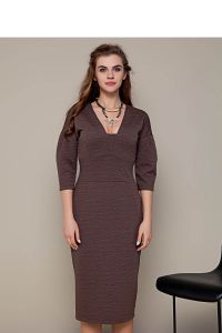 Przyjemna w dotyku sukienka o długości midi GR1281 Cappuccino