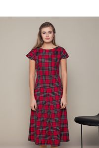 Długa sukienka w kratę GR1282 Red