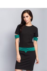 Modna sukienka o dopasowanym kroju MM1097 Szmaragdowy/Black