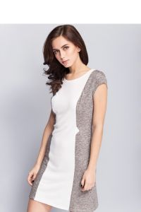 Modna sukienka w stylu casual MM1096 Grey/Beige