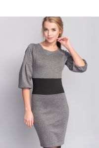 Dopasowana sukienka z modną wstawką MM1085 Grey
