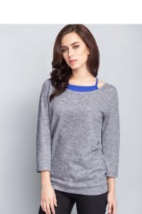 Oryginalna tunika o wolnym kroju MM2068 Grey/Light Blue