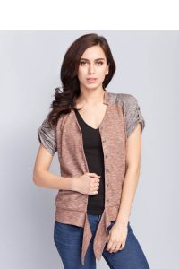 Modny kardigan zapinany na guziki MM2070 Brown