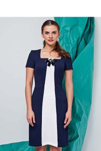 Sukienka z krótkim rękawem z teksturowanej tkaniny GR1192 Blue