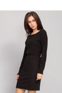 Sukienka z ciepłego wełnianego trykotażu MM1075 Black