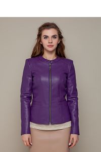 Lekka kurtka z eko-skóry GR1019 Liliowy