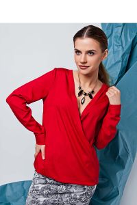 Bluzka o swobodnym kroju z długimi rękawami GR1329 Red