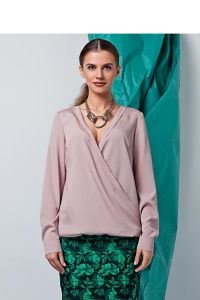 Bluzka o swobodnym kroju z długimi rękawami GR1329 Beige