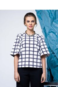 Bluzka z garniturowej tkaniny GR1252 White