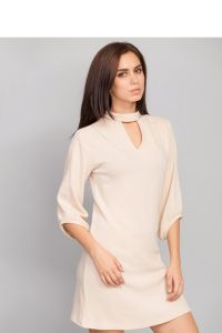 Sukienka z dekoltem w kształcie litery V MM1053 Beige