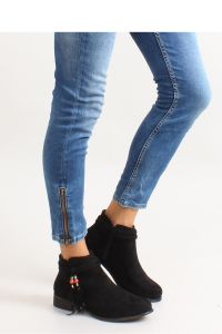 ZAMSZOWE SZTYBLETY Z PIÓRKIEM STYL BOHO H1911 BLACK