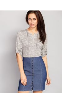 Sukienka z połączenia dwóch różnych materiałów MM1064 Light Grey