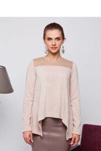 Asymetryczna miekka bluzka GR945 Beige