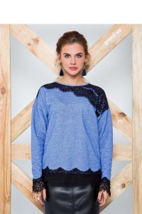 Bluzka ozdobiona koronka GR1251 Sky Blue