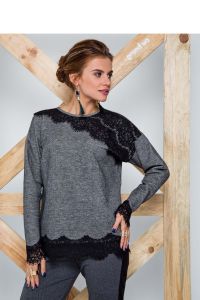 Bluzka ozdobiona koronka GR1251 Grey