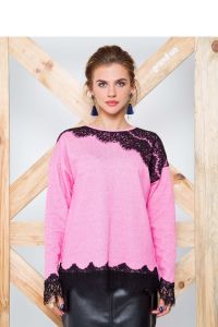 Bluzka ozdobiona koronka GR1251 Pink