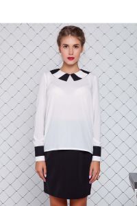 Lekka stylowa bluzka z krępy GR1054 Black/White