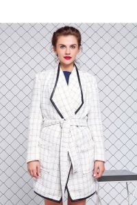 Kardigan z kostiumowej tkaniny bez zapięcia GR1143 White