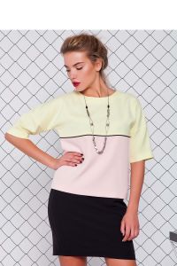 Bluzka z tkaniny kostiumowej GR1083 Yellow/Pink