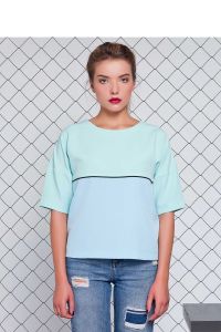 Bluzka z tkaniny kostiumowej GR1083 Blue/Mint