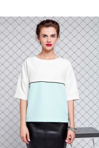 Bluzka z tkaniny kostiumowej GR1083 Milk/Mint