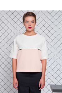 Bluzka z tkaniny kostiumowej GR1083 Milk/Brzoskwinia