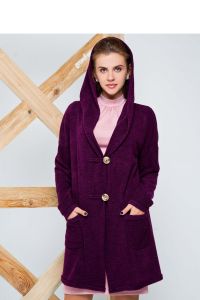 Ciepły kardigan z kapturem GR1316 Purpurowy