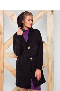 Ciepły kardigan z kapturem GR1316 Black