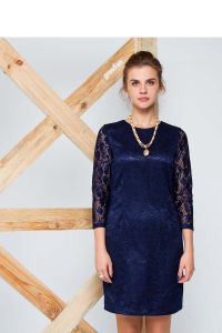 Sukienka z gipiury z satynową podszewką GR1310 Blue