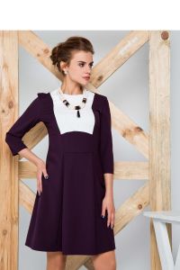 Sukienka z nowoczesnej tkaniny garniturowej GR1181 Purpurowy
