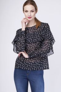 Bluzka Model BLU130 Piórka/Black