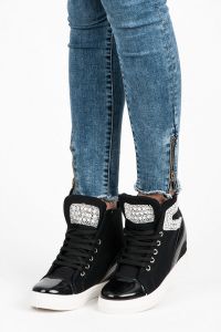SNEAKERSY NA KOTURNIE Czarny