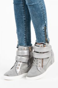MODNE SNEAKERSY NA RZEPY Szary