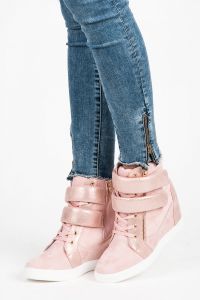 MODNE SNEAKERSY NA RZEPY Różowy