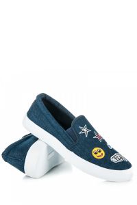 JEANSOWE SLIPONY Z NASZYWKAMI Niebieski