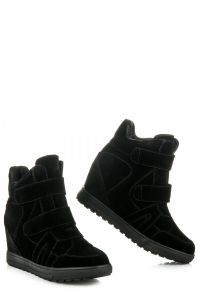 ZAMSZOWE SNEAKERSY NA RZEPY Czarny